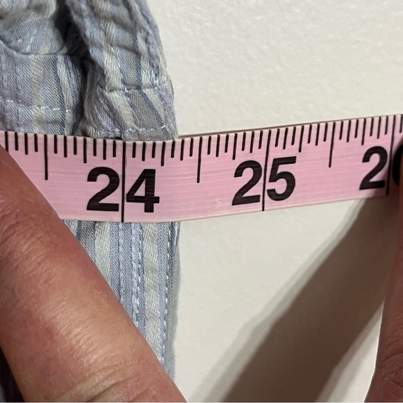 Men’s Geoffrey Beene Dress Shirt Blue White Stripes Size Large 16-16.5 - Picture 7 of 10